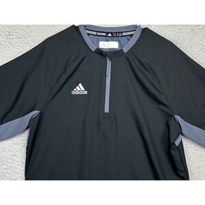 Columbus Blue Jackets Jacket Men Medium Black Quarter Zip Pullover Vented Adidas